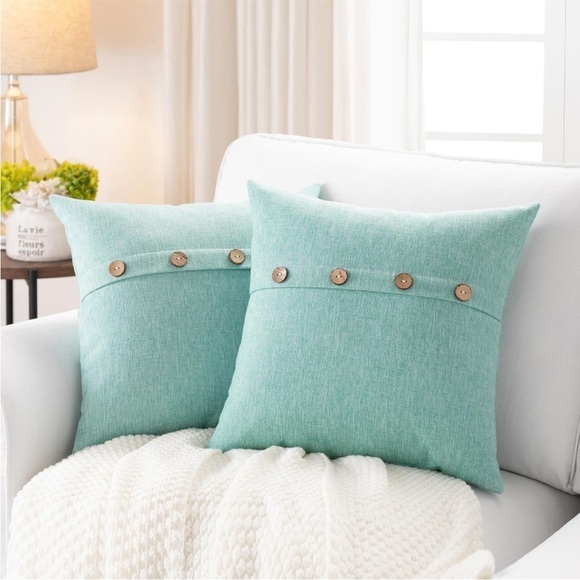 Farmhouse Mid Century Modern Bohemian Decorative Teal Blue Pillow Case Cover